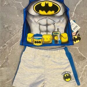 Batman Boys Muscle Chest Tank & Shorts Set - Yellow, Blue, Gray